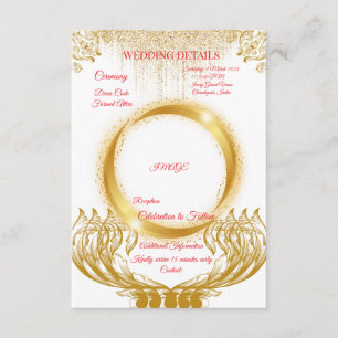 Elegante goldene Hochzeits-Detailkarte auf Weiß Begleitkarte