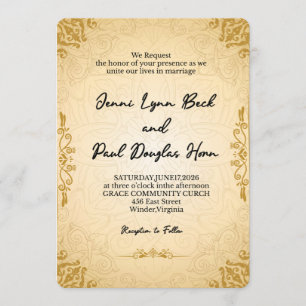 Elegante goldene Hochzeitseinladung im Vintage-Sti Einladung