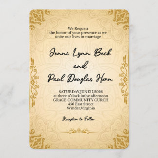 Elegante goldene Hochzeitseinladung im Vintage-Sti Einladung