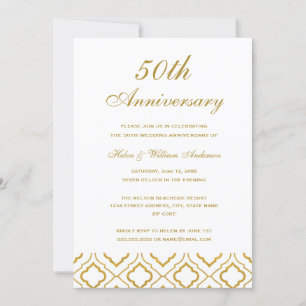 Elegante Goldene Hochzeitseinladungen zum 50. Jubi Einladung