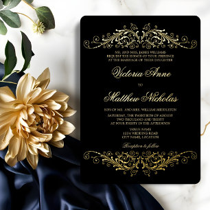 Elegante goldene Hochzeitsfloristik Folieneinladung