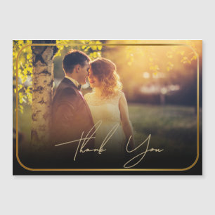 Elegante goldene Hochzeitsfoto-Magnet-Dankeskarten Magnetkarte