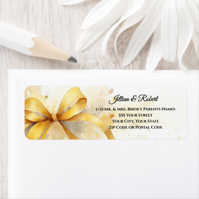 Elegante goldene Hochzeitsrücksendeadresse (Insitu)