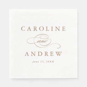 Elegante Goldene Hochzeitsschrift Serviette