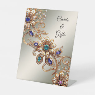 Elegante goldene Juwelen Blumen Tischschilder Sockelschild
