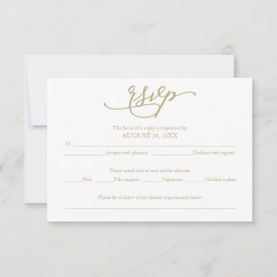 Elegante goldene Kalligrafie-Hochzeits-RSVP RSVP Karte