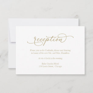 Elegante goldene Kalligrafie Hochzeitsempfang RSVP Karte