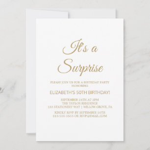Elegante Goldene Kalligrafie-Überraschungsparty  Einladung