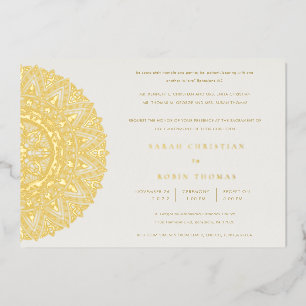 Elegante goldene klassische verzierte Mandala Hoch Folieneinladung
