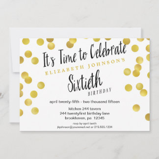 Elegante Goldene Konfetti-Einladung zum 60. Geburt Einladung