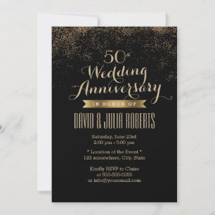 Elegante goldene Konfetti-Punkte Hochzeit Jubiläum Einladung