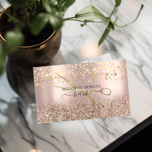 Elegante goldene Konfetti-Schere Roségold Glitter Visitenkarte