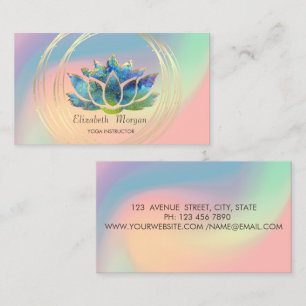 Elegante goldene Kreise Lotus Pastell Holografisch Visitenkarte
