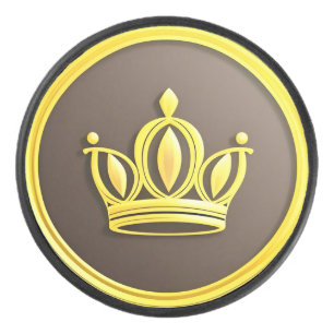 Elegante Goldene Krone Eishockey Puck