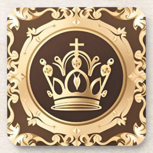 Elegante goldene Krone Getränkeuntersetzer