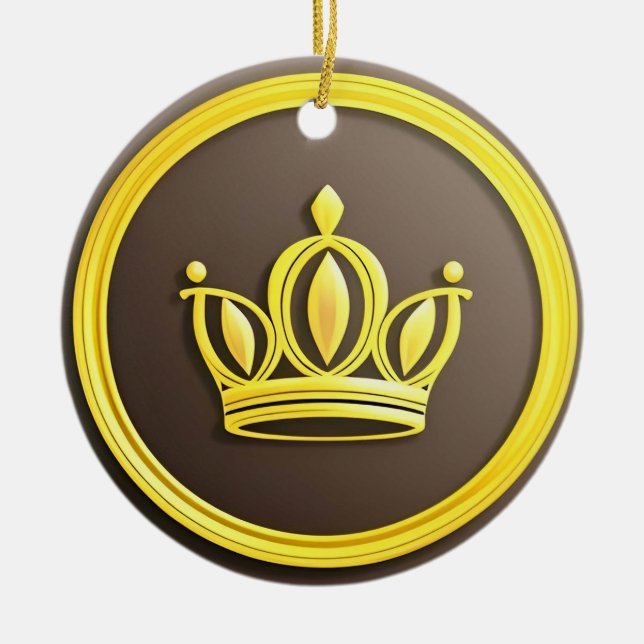 Elegante Goldene Krone Keramik Ornament (Vorne)