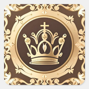 Elegante goldene Krone Quadratischer Aufkleber