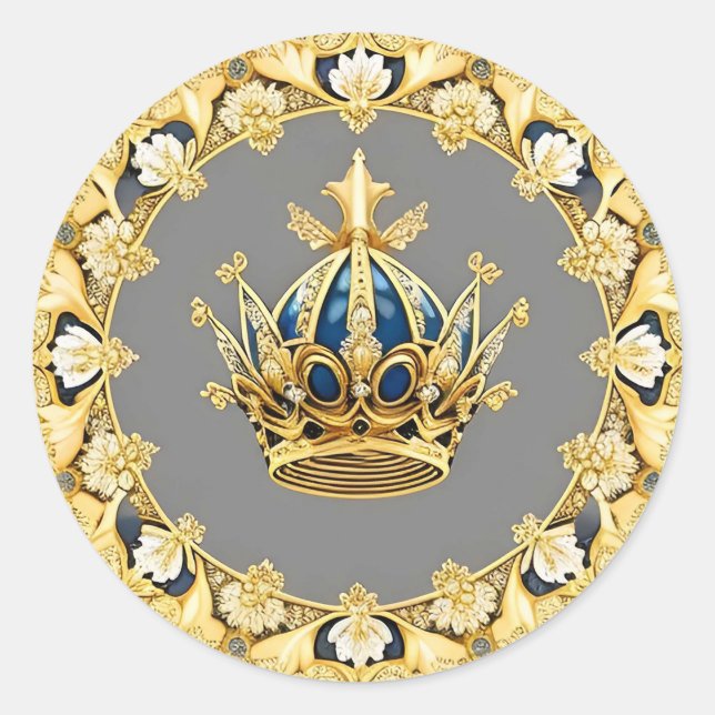 Elegante Goldene Krone Runder Aufkleber (Vorderseite)