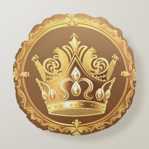 Elegante goldene Krone Rundes Kissen