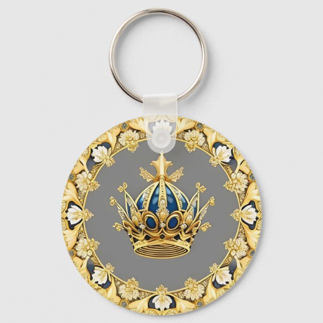 Elegante Goldene Krone Schlüsselanhänger (Vorderseite)