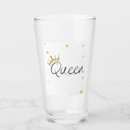 Elegante goldene Kronen-Königin-Typografie-Wasserf Glas