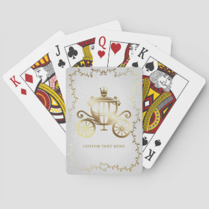 Elegante Goldene Kutsche Weiße Geschichte Buch Kön Spielkarten