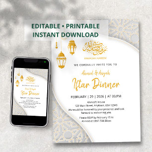 Elegante goldene Laternen Ramadan-Iftar-Dinner Einladung