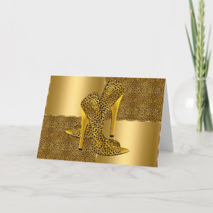 Elegante goldene Leoparden-Hochhackerschuhe Tier Karte