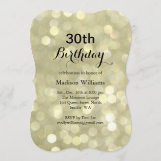 Elegante Goldene Lichter 30. Geburtstag Einladung