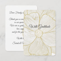 Elegante Goldene Linien Kunst Blumen Hochzeit Dank