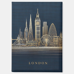 Elegante goldene Londoner Stadt-Skyline-Illustrati Magnet
