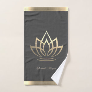 Elegante Goldene Lotus, Yoga Badhandtuch Set