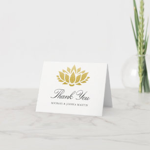 Elegante Goldene Lotusblume Individuelle Dankeschö Dankeskarte
