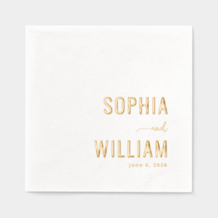 Elegante goldene minimalistische Hochzeits-Einladu Servietten Mit Folie