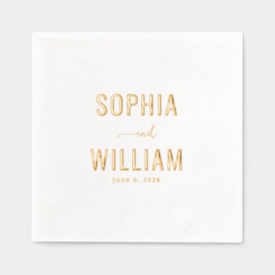 Elegante goldene minimalistische Namen Servietten Mit Folie