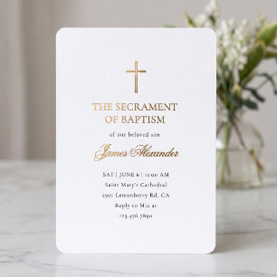 Elegante goldene minimalistische Tauf-Einladung Folieneinladung
