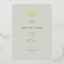 Elegante goldene Muschel-Weise-Hochzeitseinladung