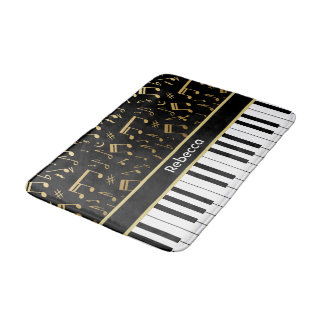 Elegante, goldene Musiknoten-Klaviertasten Badematte
