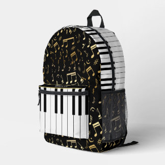 Elegante, goldene Musiknoten-Klaviertasten Bedruckter Rucksack