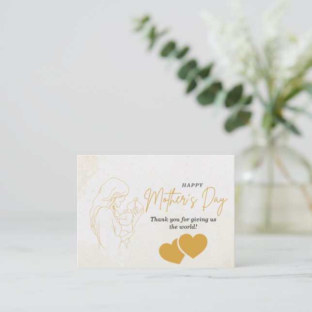 Elegante Goldene Muttertagskarte Mitteilungskarte (Stehend Vorderseite)