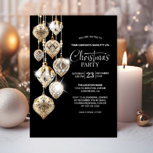 Elegante Goldene Ornamente Weihnachten Party Einla Einladung