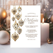 Elegante Goldene Ornamente Weihnachten Party Einla