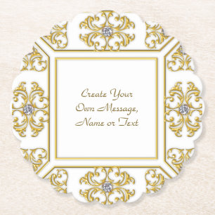 Elegante goldene Ornamenteinfassung mit Diamantakz Untersetzer
