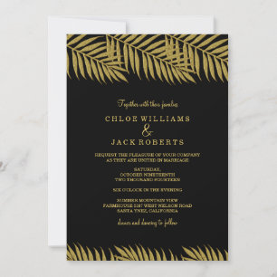 Elegante goldene Palmbaum-Tropen-Hochzeitseinladun Einladung