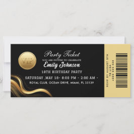 Elegante goldene Party-Ticket-Einladung