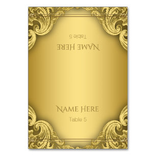Elegante goldene Platzkarten Tischnummer