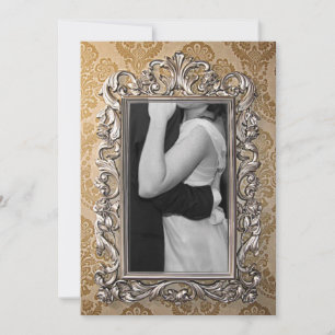Elegante goldene Rahmen-Foto-Hochzeitseinladung Einladung