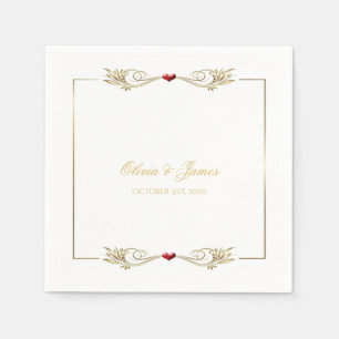 Elegante goldene Rahmen rote Herz Hochzeitsserviet Serviette