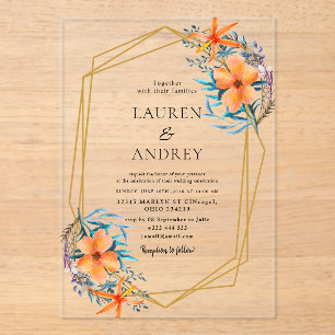 Elegante goldene Rahmenhochzeit  Acryleinladungen