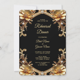 Elegante goldene Rahmenprobe-Dinner Einladung